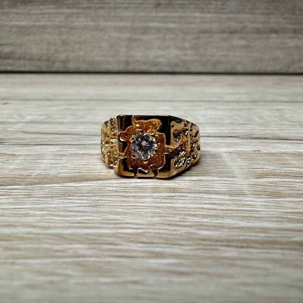 Elegant Gold Plated Ring with Beautiful CZ Center Stone SZ10